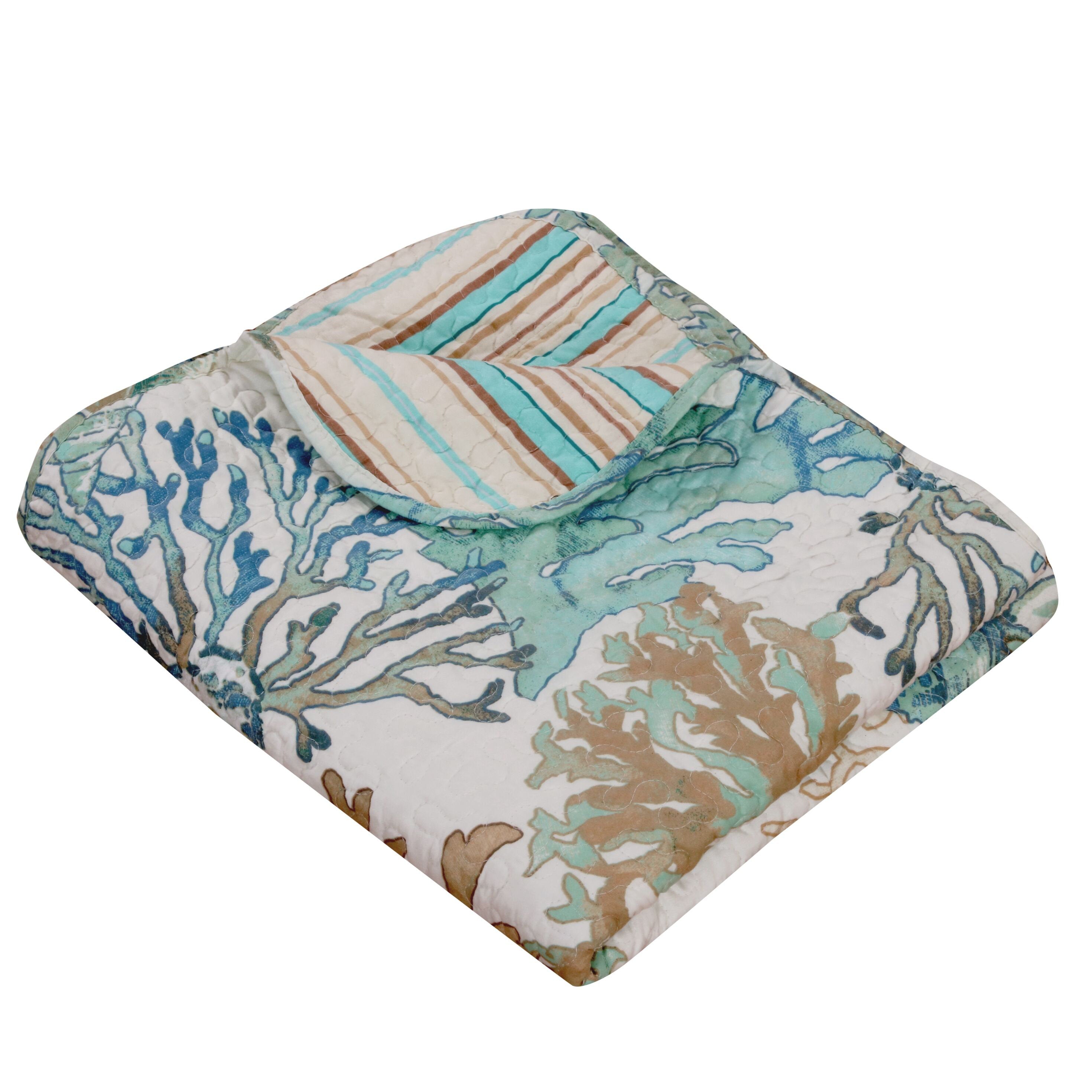 Atlantis Coastal Quilted Reversible Throw Blanket - Jade 50x60