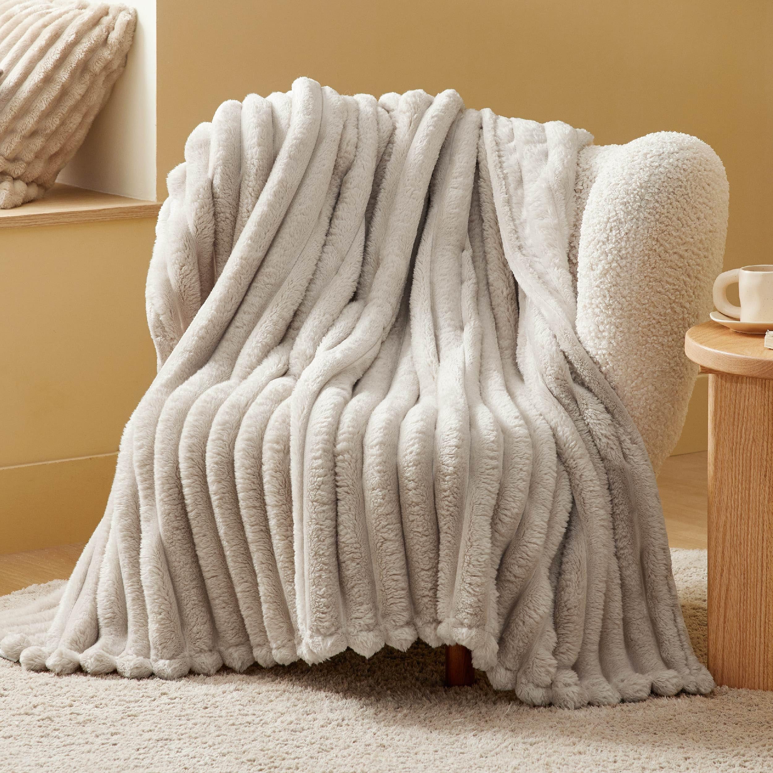 Fleece Throw Blanket - Soft Flannel Striped - Dorm & Couch (60x80)