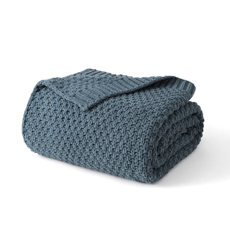 Chunky Chenille Knit Throw Blanket | Moss Stitch Soft Couch Throw