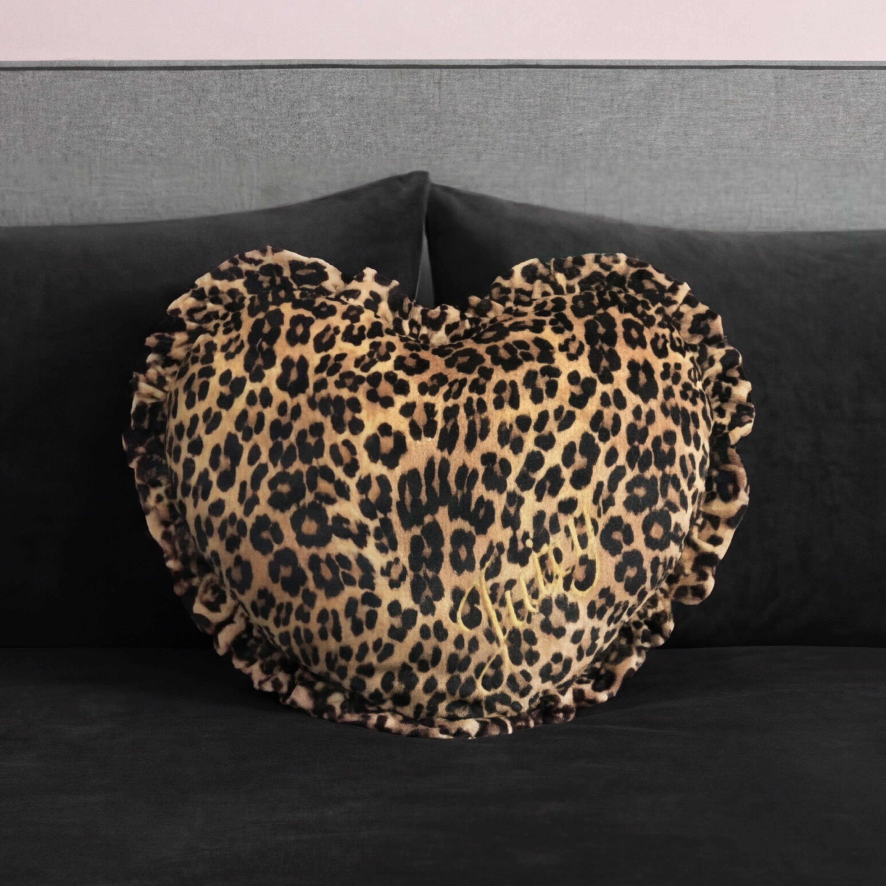 Juicy Couture Heart-Shaped Cheetah Print Decorative Pillow - 20x20
