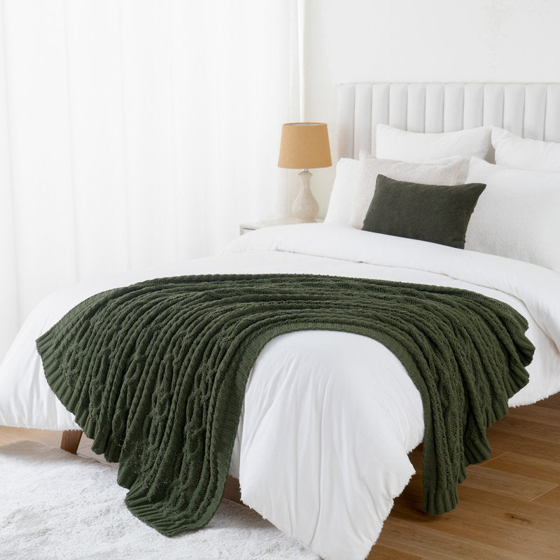 Luxury Chenille Knitted Throw Blanket - Soft Woven Decor for Sofa