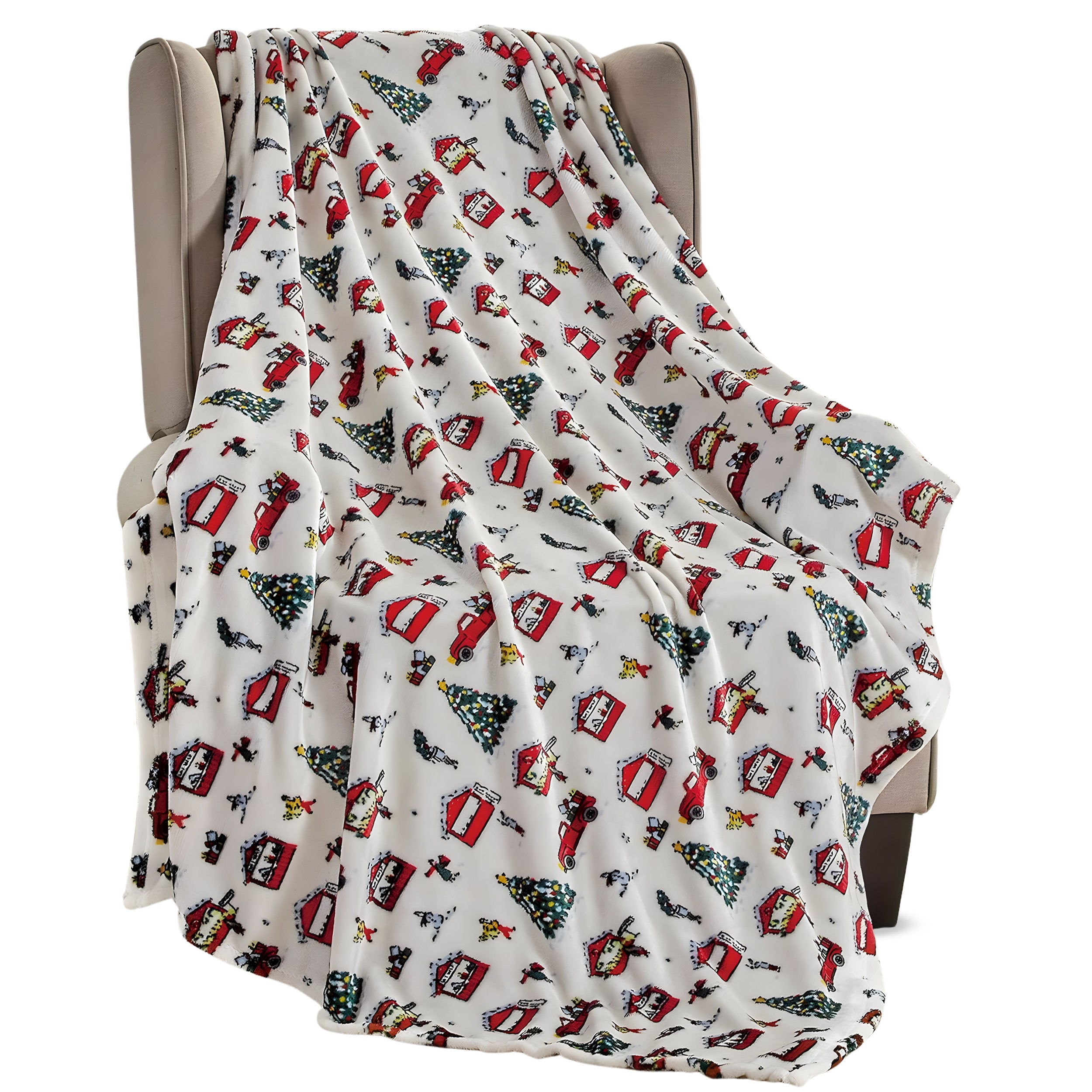 Holiday Microfleece Throw Blanket - Let It Snow Christmas Decor