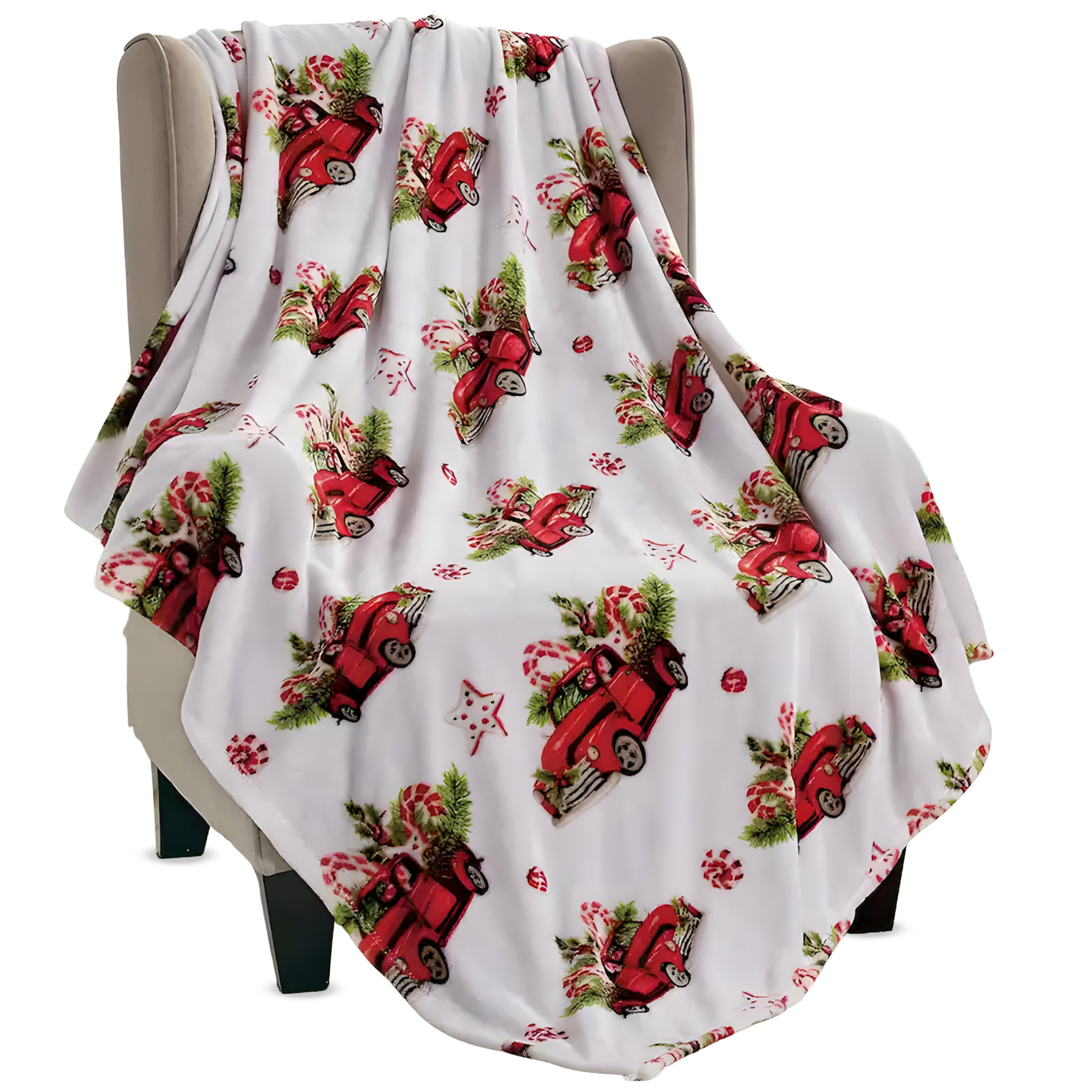 Holiday Microfleece Throw Blanket - Let It Snow 50x60 Festive Gift