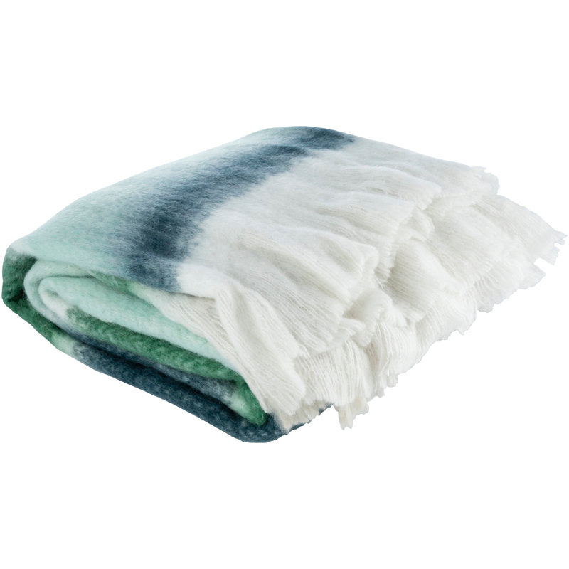 Hand Woven Striped Throw Blanket - Wool Blend Fringe Blanket for Sofa