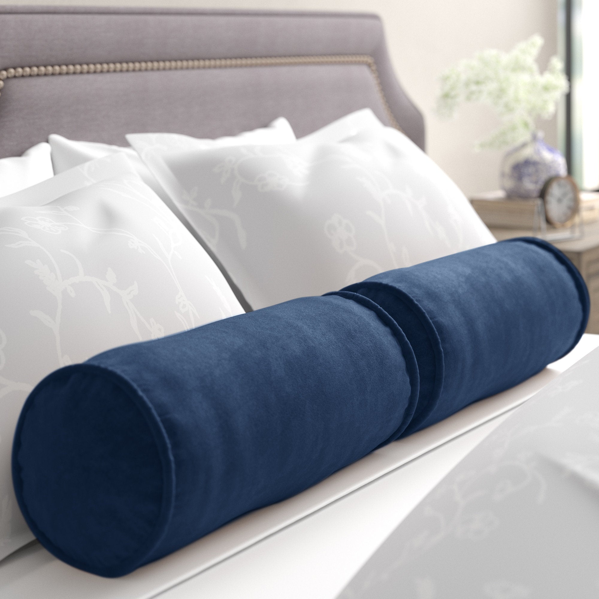 Microsuede Bolster Pillow Set (2-Pack) - Cylindrical Support Cushions