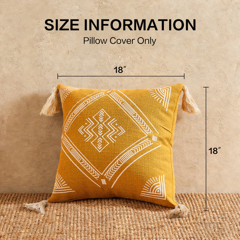 Embroidered Boho Throw Pillow - African Totem Cotton Cushion for Couch