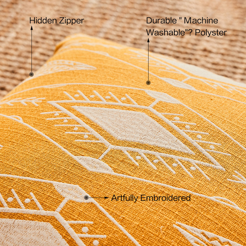 Embroidered Boho Throw Pillow - African Totem Cotton Cushion for Couch