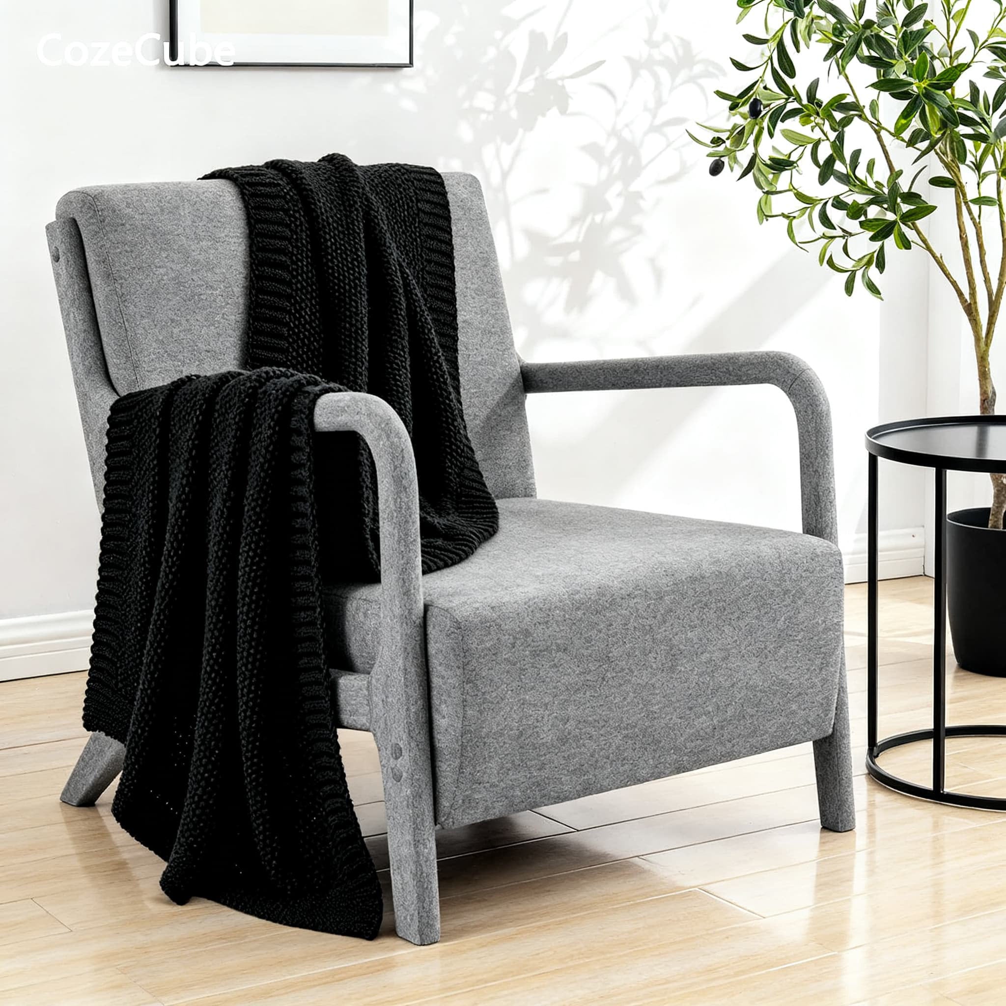 Cable Knit Throw Blanket - Soft Acrylic Farmhouse Decor for Couch