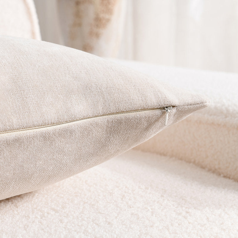Set of 2 Slub Chenille Cushion Covers | Farmhouse Decorative Pillows