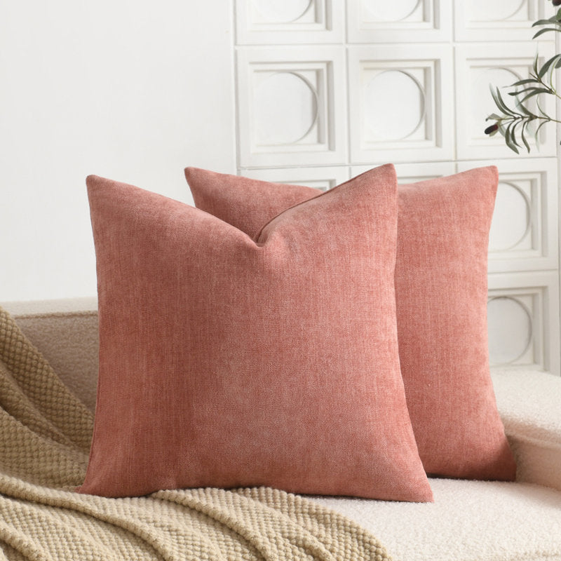 Set of 2 Slub Chenille Cushion Covers | Farmhouse Decorative Pillows