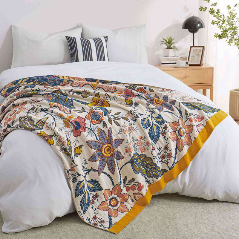 100% Cotton Boho Throw Blanket - Woven Decorative Sofa & Bed Cover