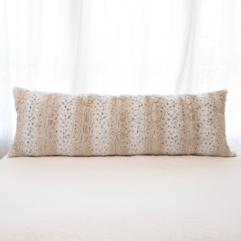 Snow Leopard Faux Fur Throw Pillows - Set of 2 Decorative Cushions