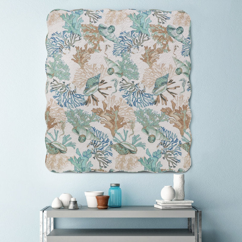 Atlantis Coastal Quilted Reversible Throw Blanket - Jade 50x60