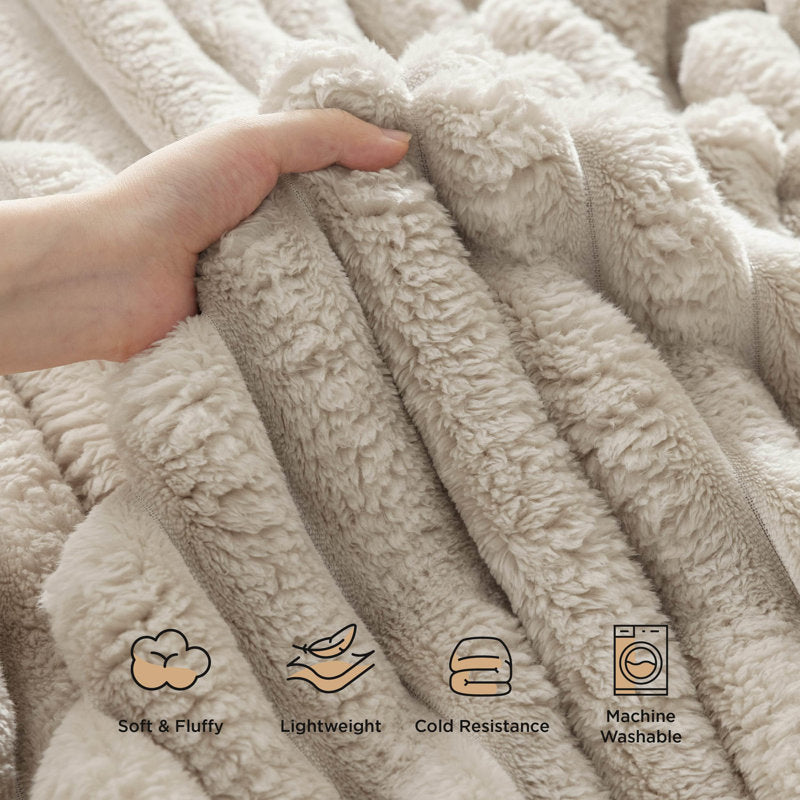 Fleece Throw Blanket - Soft Flannel Striped - Dorm & Couch (60x80)