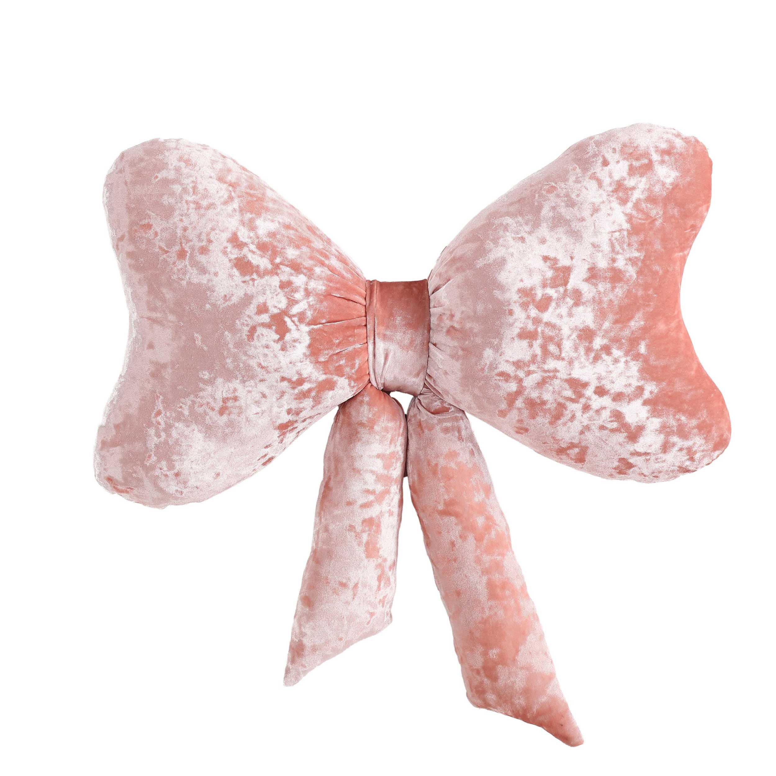 Betsey Johnson Velvet Bow Throw Pillow - Pink Plush Decorative Cushion