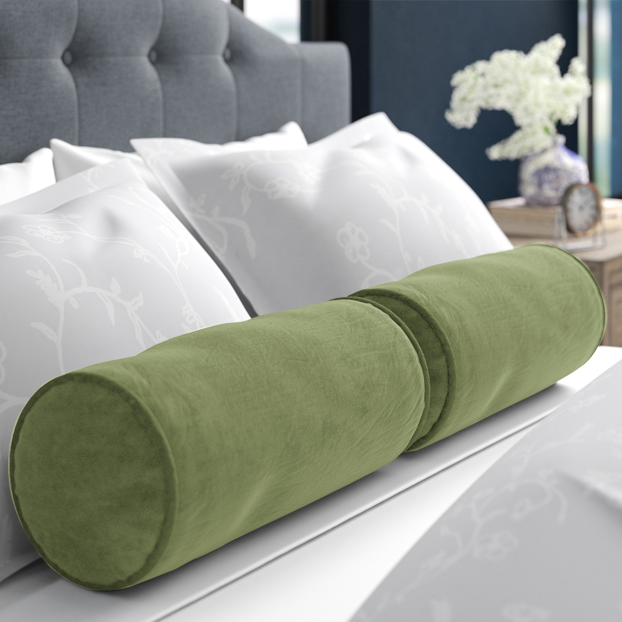 Bolster Pillow Set of 2 - Cotton Blend Support for Bed & Sofa