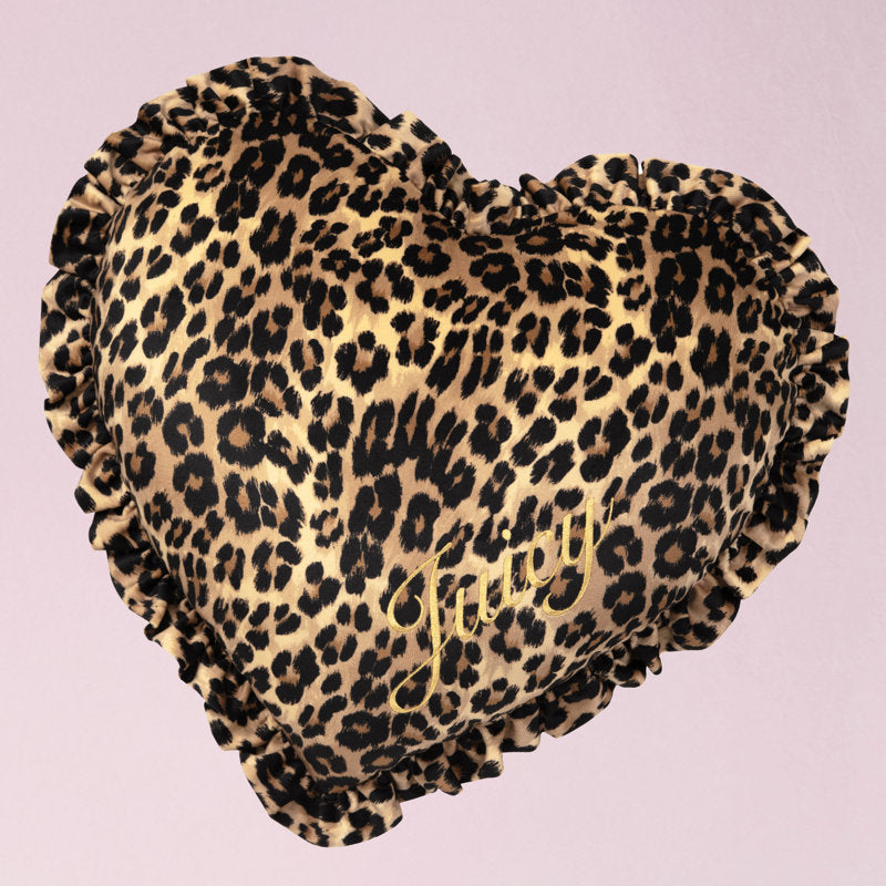 Juicy Couture Heart-Shaped Cheetah Print Decorative Pillow - 20x20