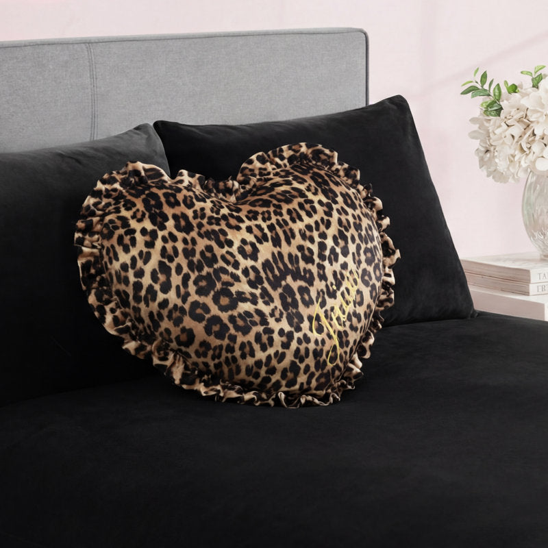 Juicy Couture Heart-Shaped Cheetah Print Decorative Pillow - 20x20