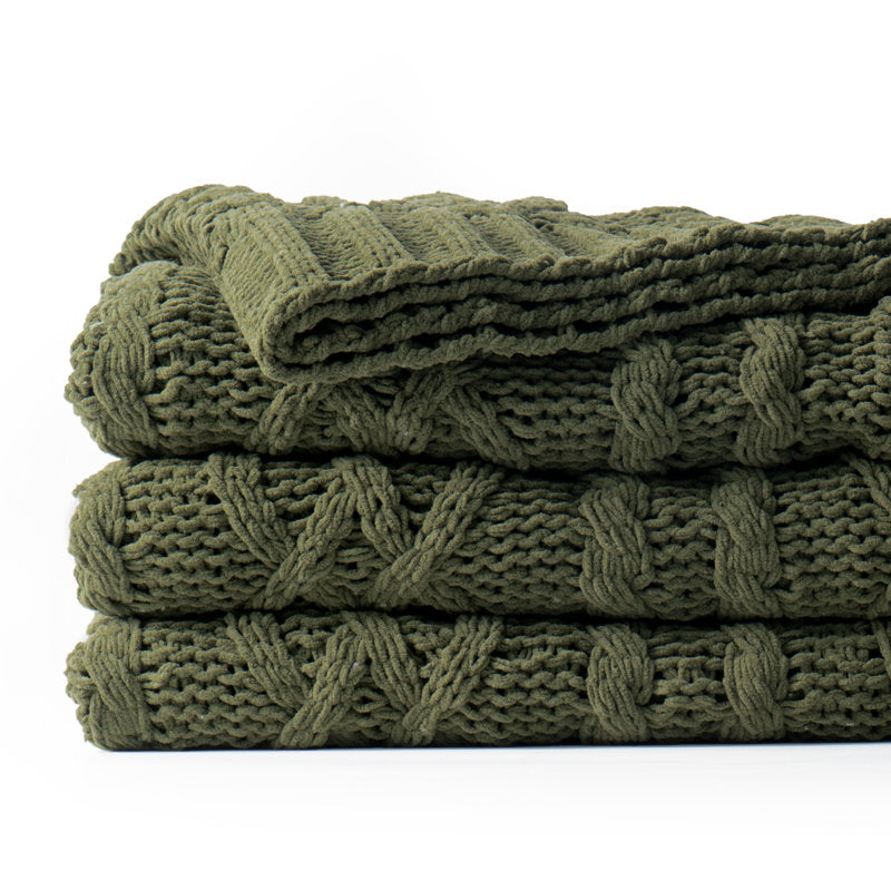 Luxury Chenille Knitted Throw Blanket - Soft Woven Decor for Sofa