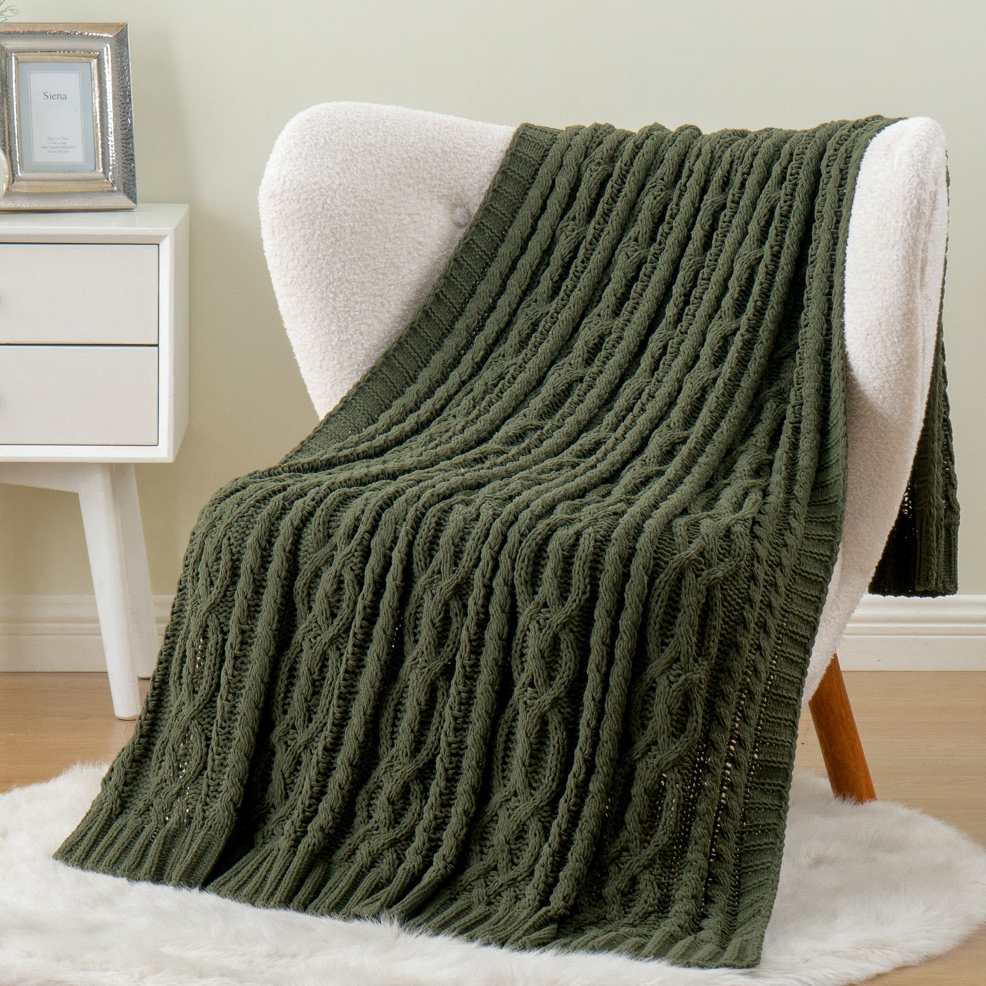 Luxury Chenille Knitted Throw Blanket - Soft Woven Decor for Sofa