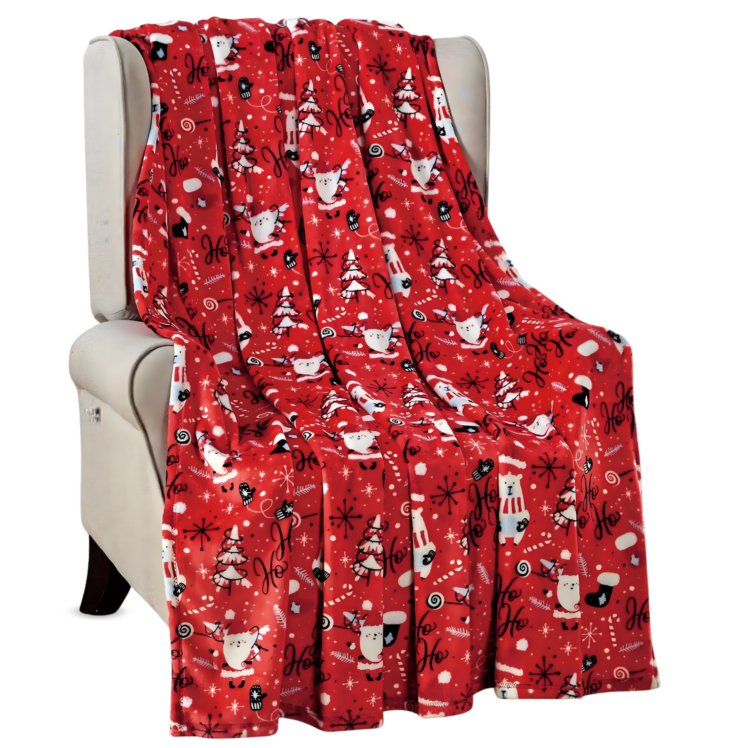 Let It Snow Holiday Microfleece Throw Blanket - 50x60 Travel Wrap
