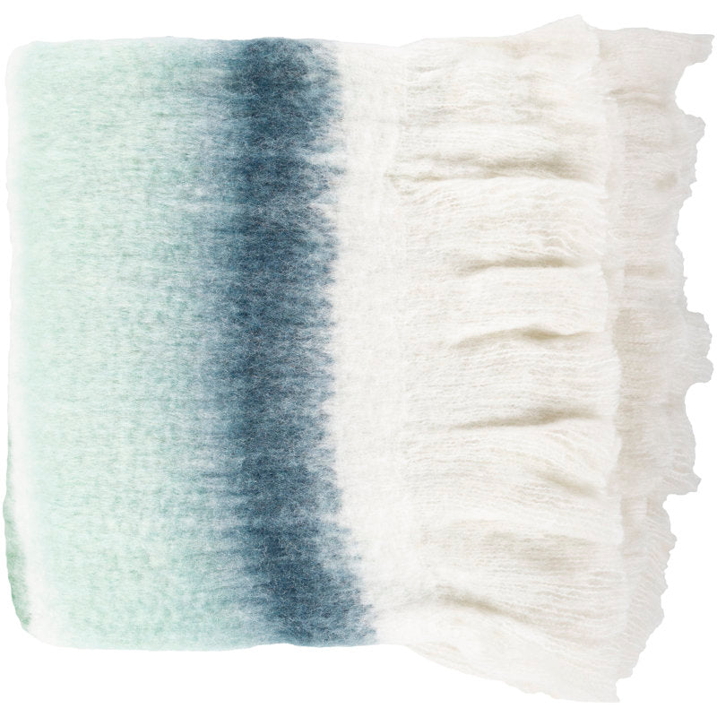 Hand Woven Striped Throw Blanket - Wool Blend Fringe Blanket for Sofa