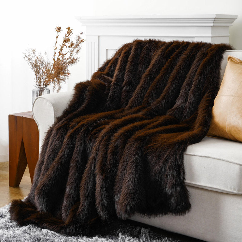 Luxury Faux Fur Throw Blanket - Soft Plush Velvet for Bed & Sofa