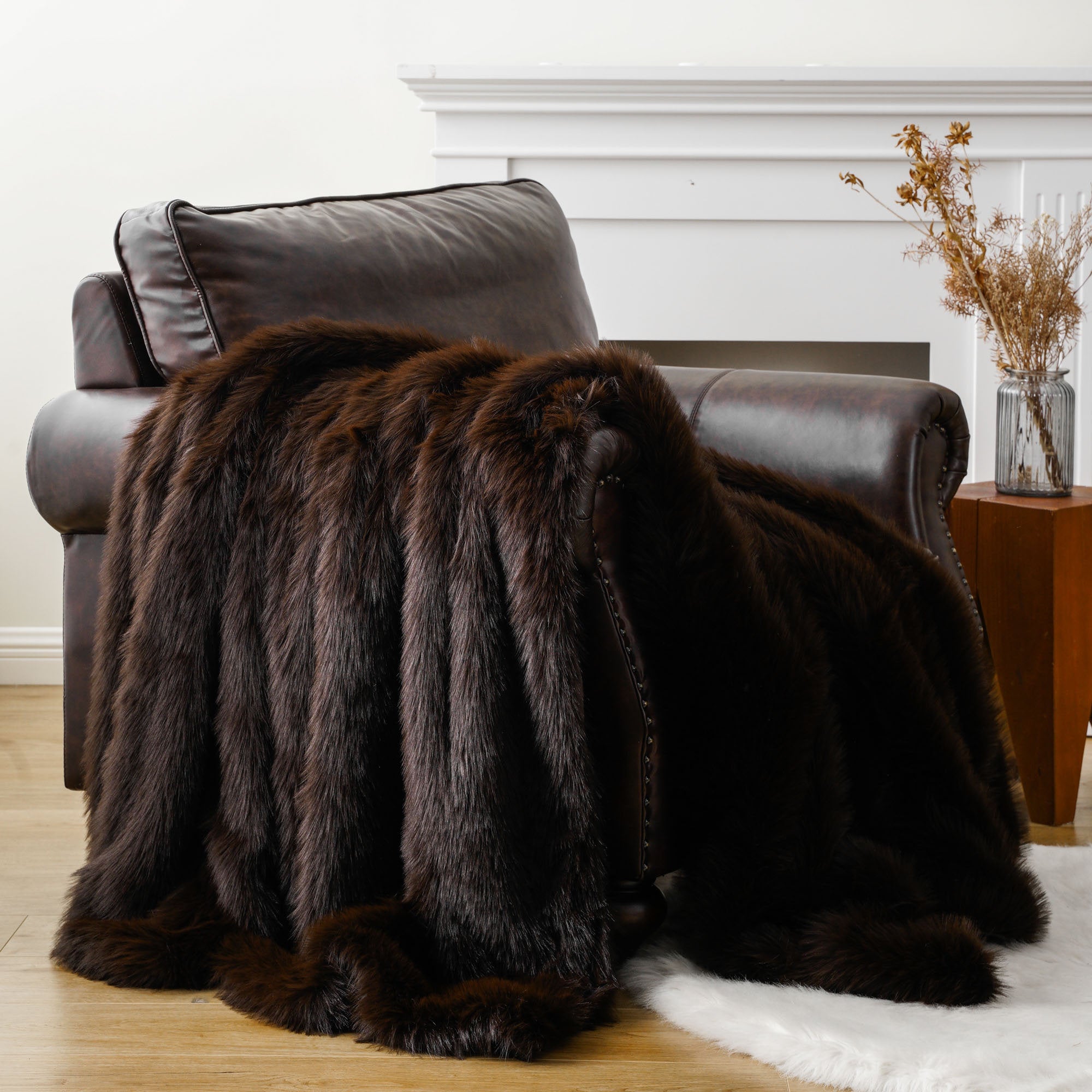 Luxury Faux Fur Throw Blanket - Soft Plush Velvet for Bed & Sofa