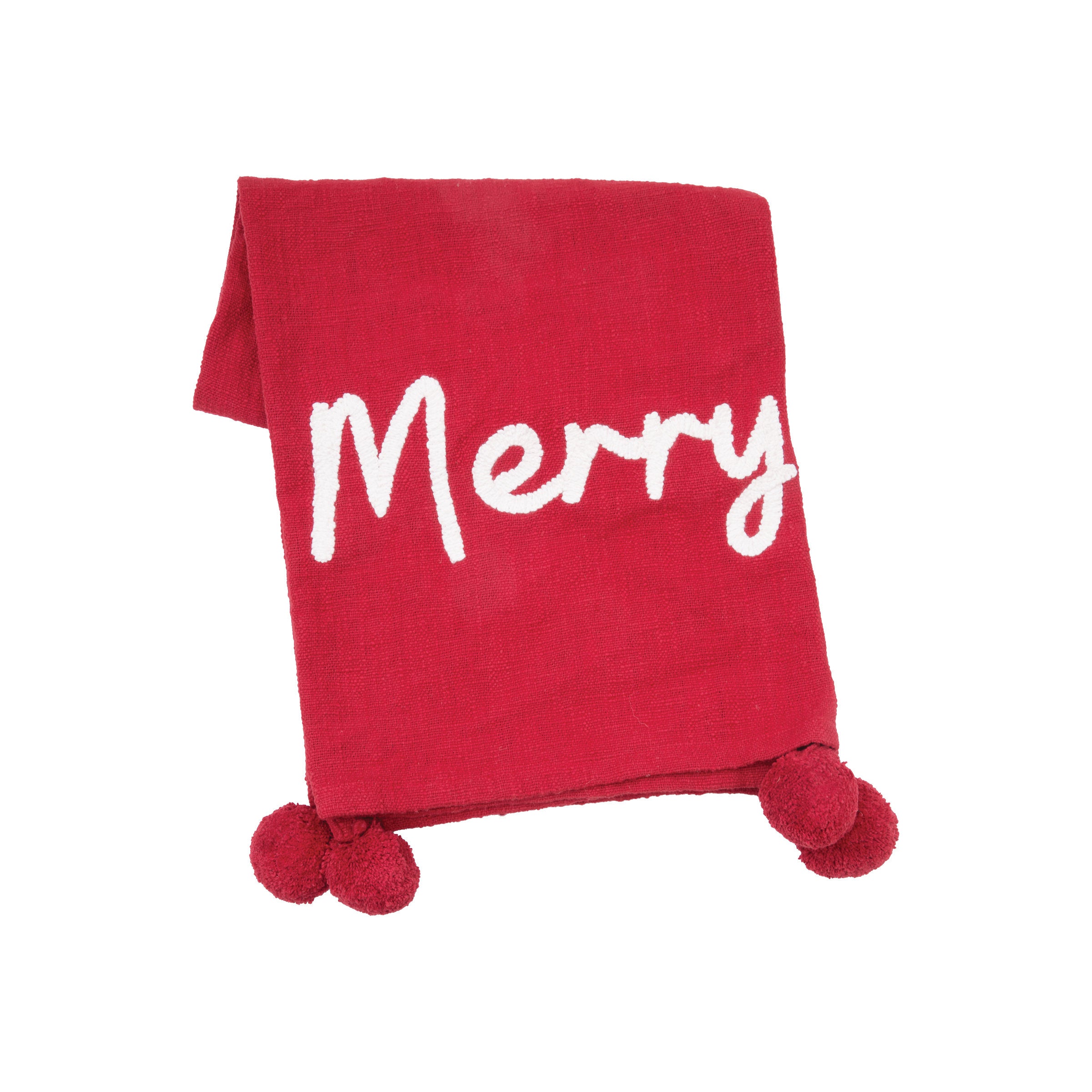 Holiday Throw Blanket with Pompom Edges - Festive Cozy Home Decor