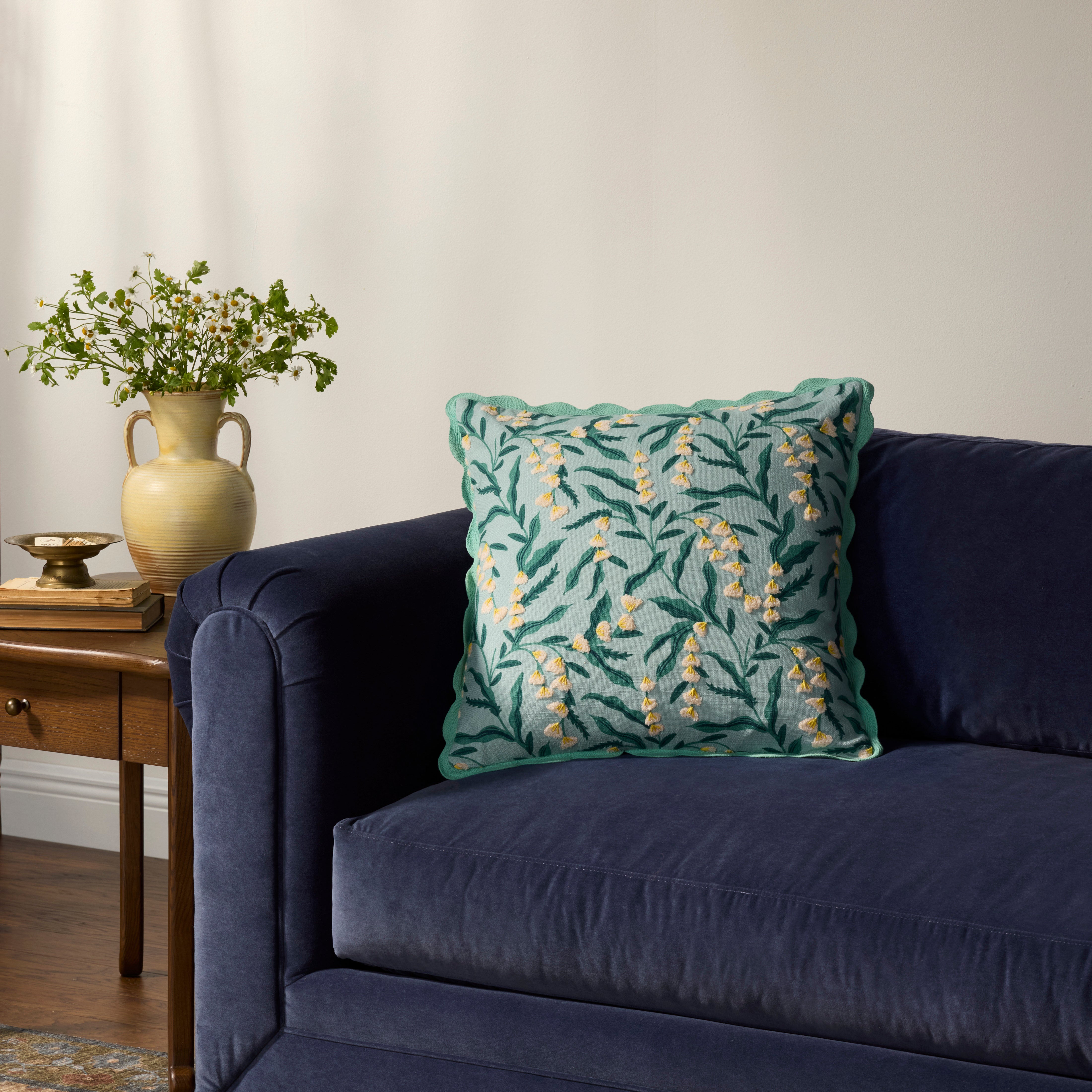 Rifle Paper Co. x Loloi Lily of the Valley Cotton Floral Pillow Cover