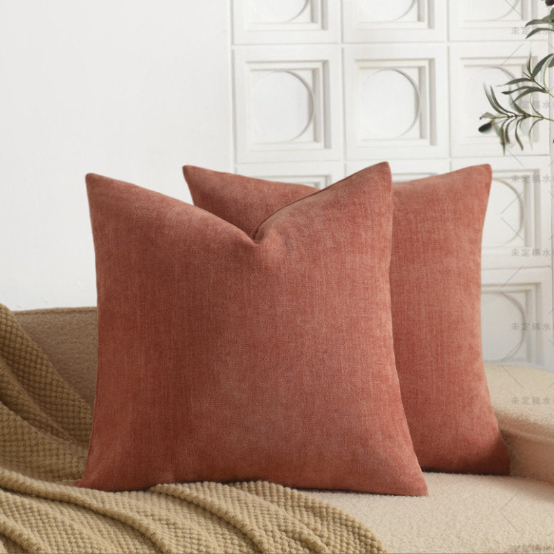 Set of 2 Slub Chenille Cushion Covers | Farmhouse Decorative Pillows