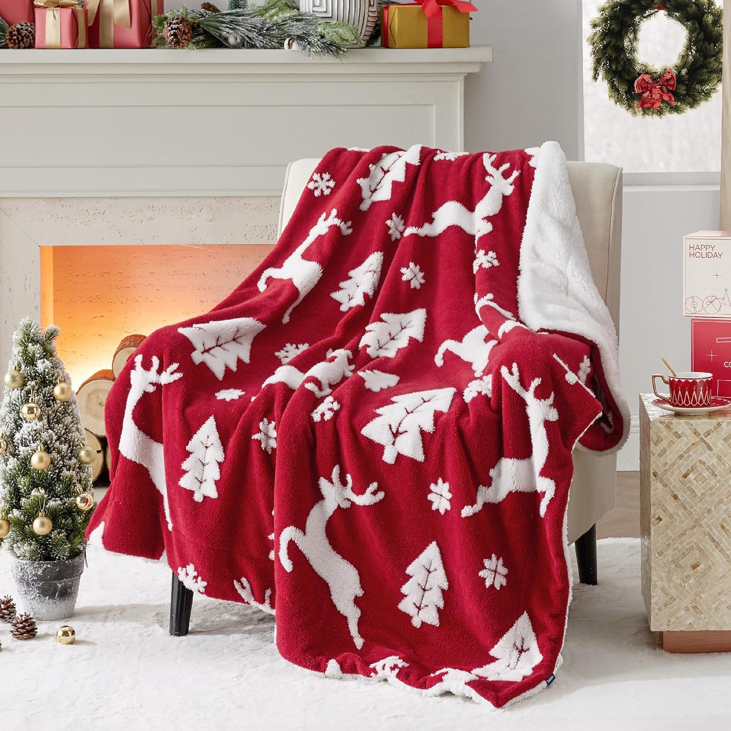 Premium Sherpa Throw Blanket - Fuzzy Holiday Christmas Gift